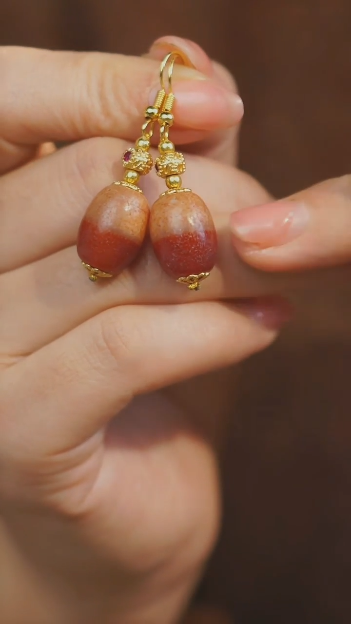 【闪购商品】玛瑙/玉髓耳环未镶嵌多样性发其一