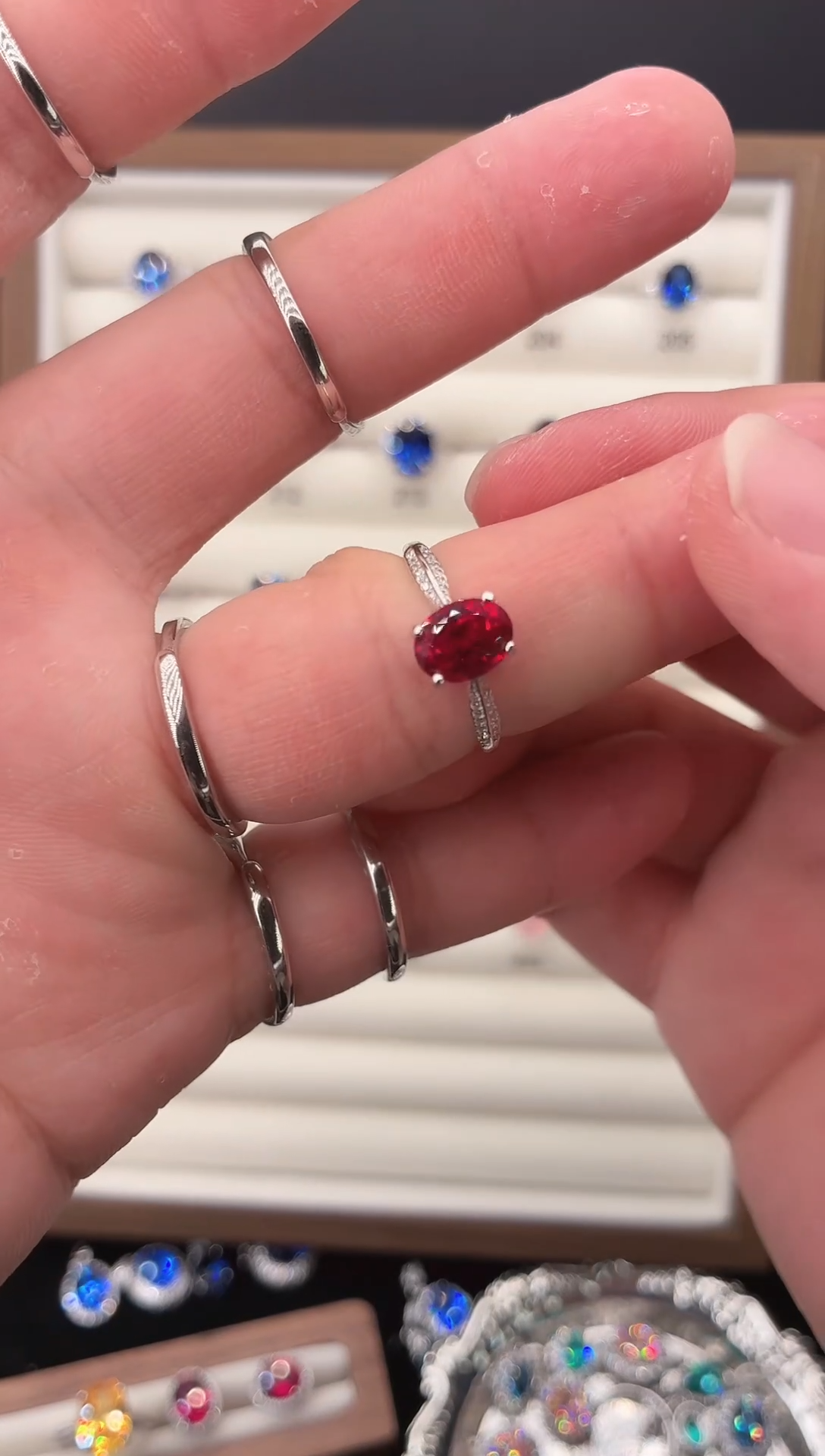 银S925镶嵌戒指红宝石111111111