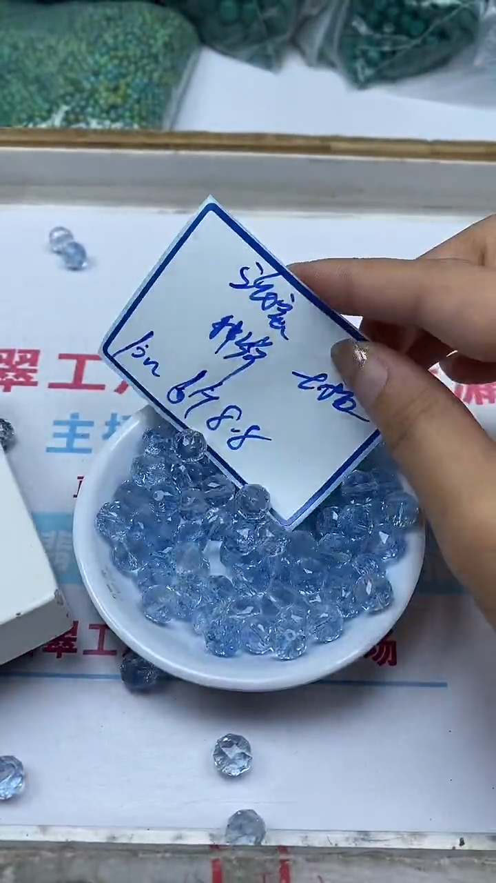 水晶珠宝半成品未镶嵌D422海蓝宝切面10mm6个8.8元