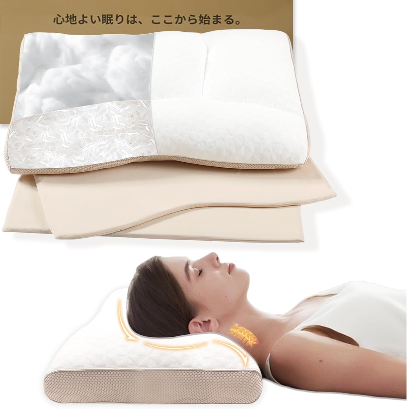 外贸出口枕头助睡眠呵护颈椎单人枕头芯可机洗高低枕