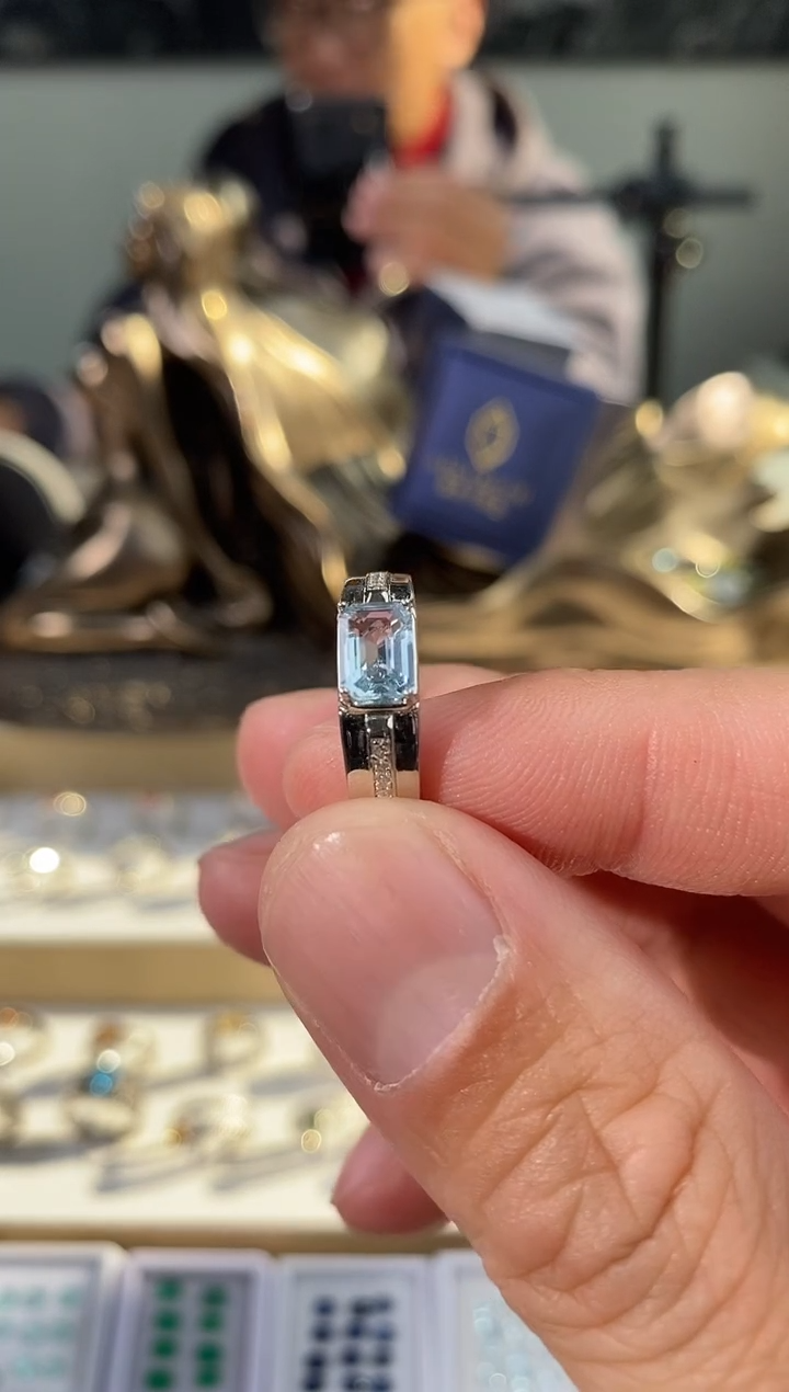 【闪购商品】海蓝宝石戒圈银S925镶嵌闭口