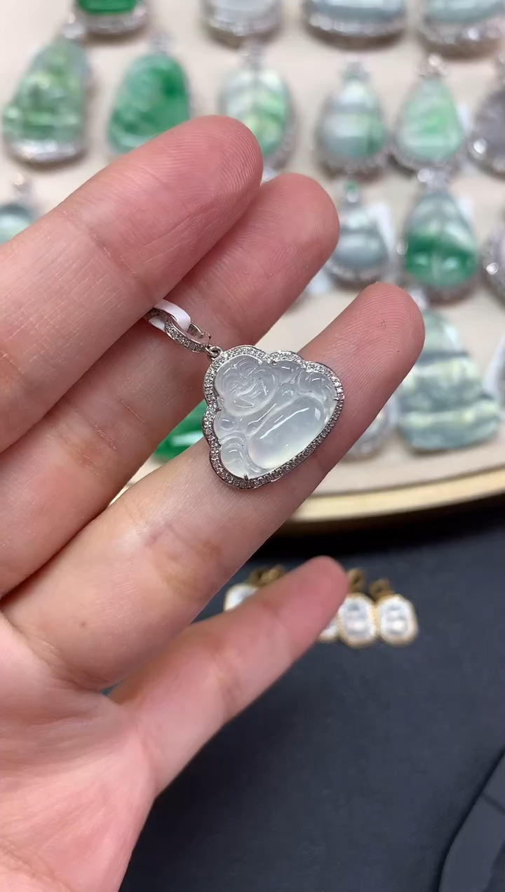 【闪购商品】翡翠吊坠(不含链)18K金镶嵌Q20|1980