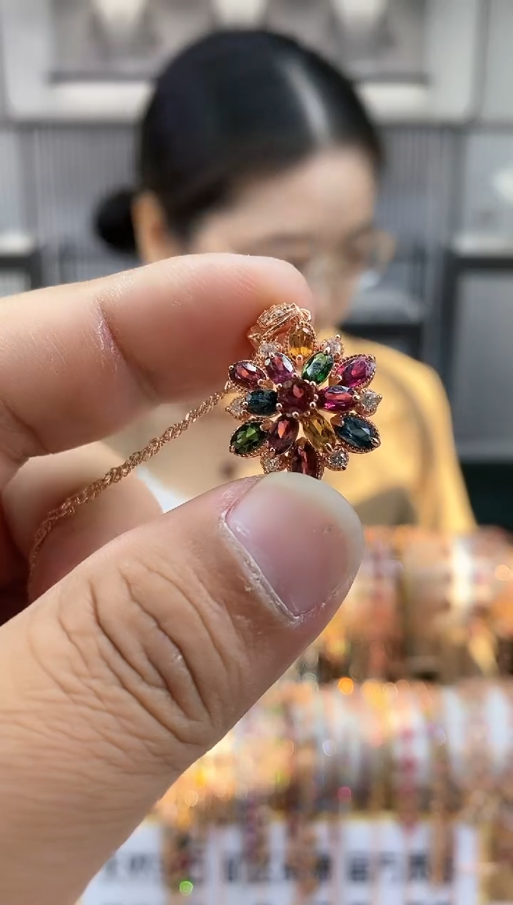 银S925镶嵌吊坠碧玺354354354354345354