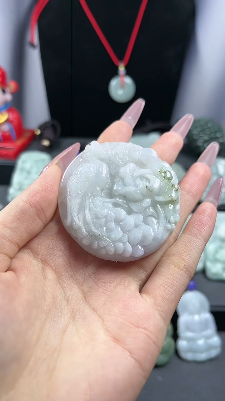 【闪购商品】翡翠颈饰未镶嵌凤凰牡丹