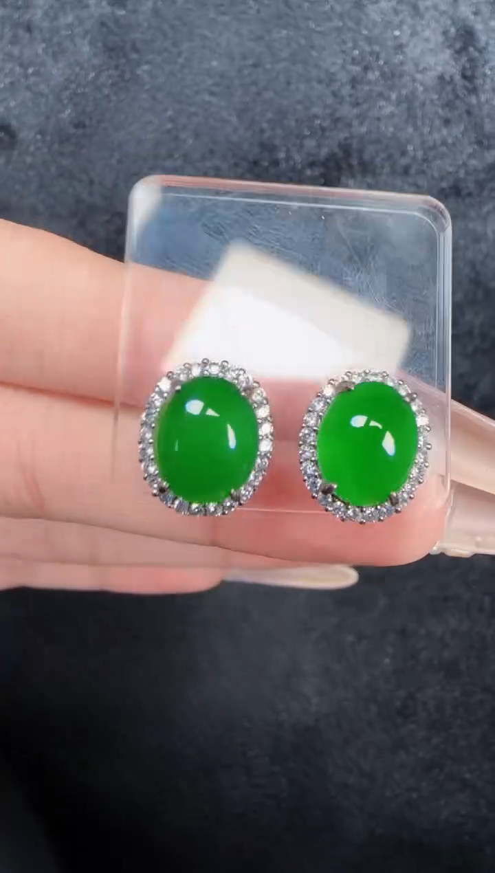 未镶嵌定制翡翠翡翠耳环96