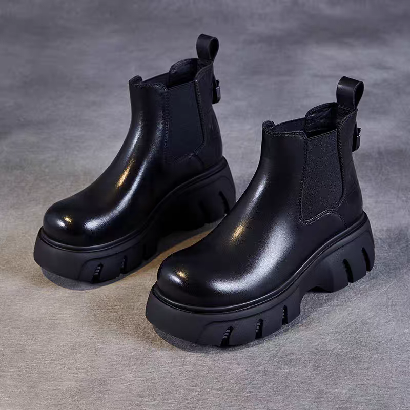 头层牛皮251267厚底百搭经典烟管靴