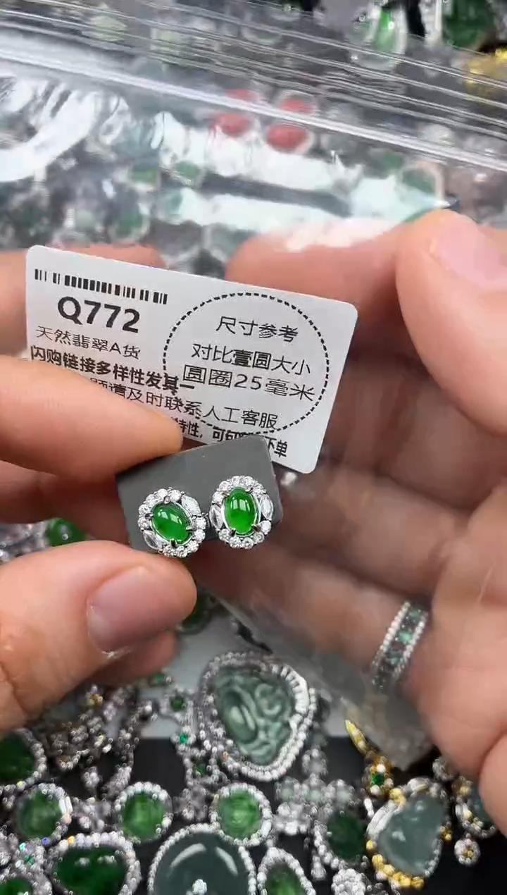 颈饰未镶嵌翡翠Q772耳钉