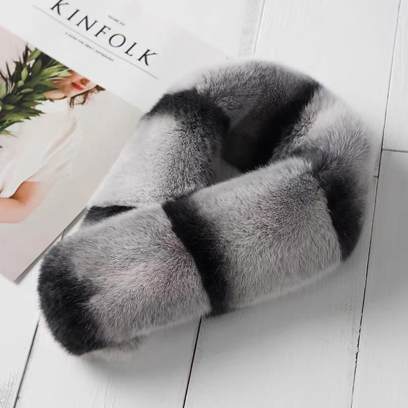 獭兔毛秋冬保暖护颈围脖围巾磁吸扣