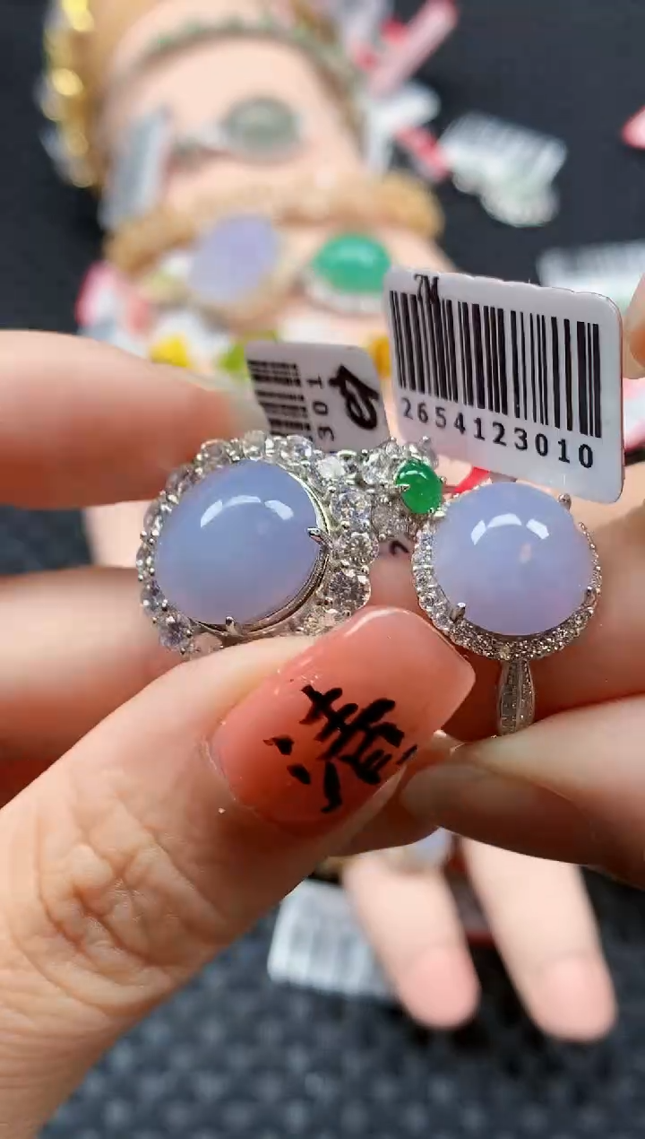 银S925镶嵌戒指翡翠天然A货缅甸翡翠