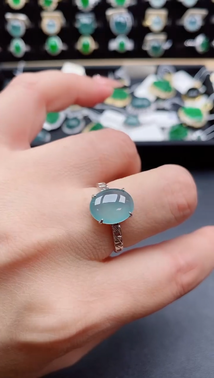 银S925镶嵌戒指翡翠1