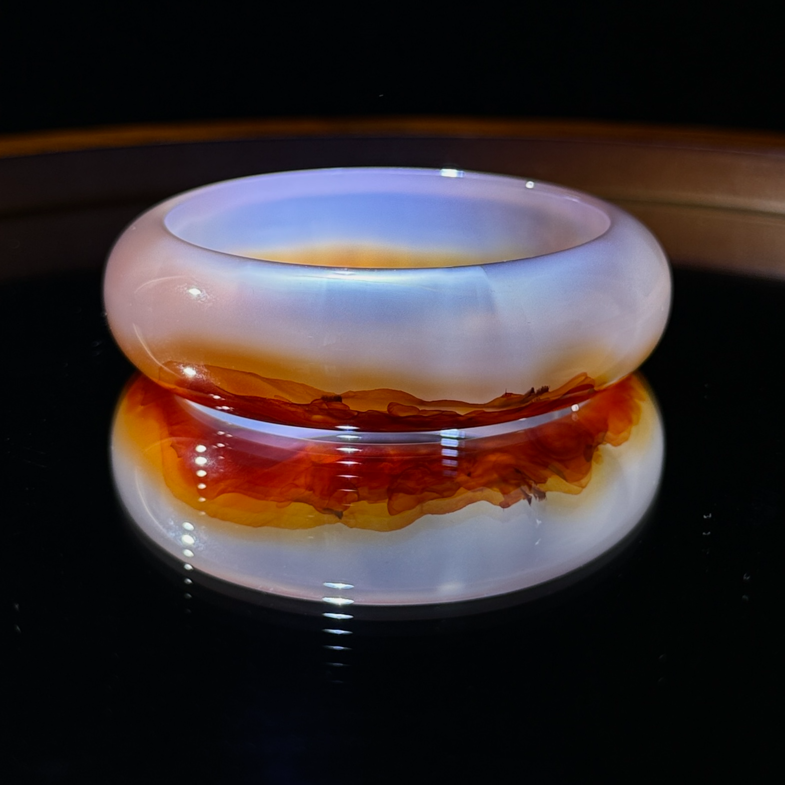 【国色芳华】天然玛瑙手镯红景叠花镯上花开满圈风景中式传承61圈口