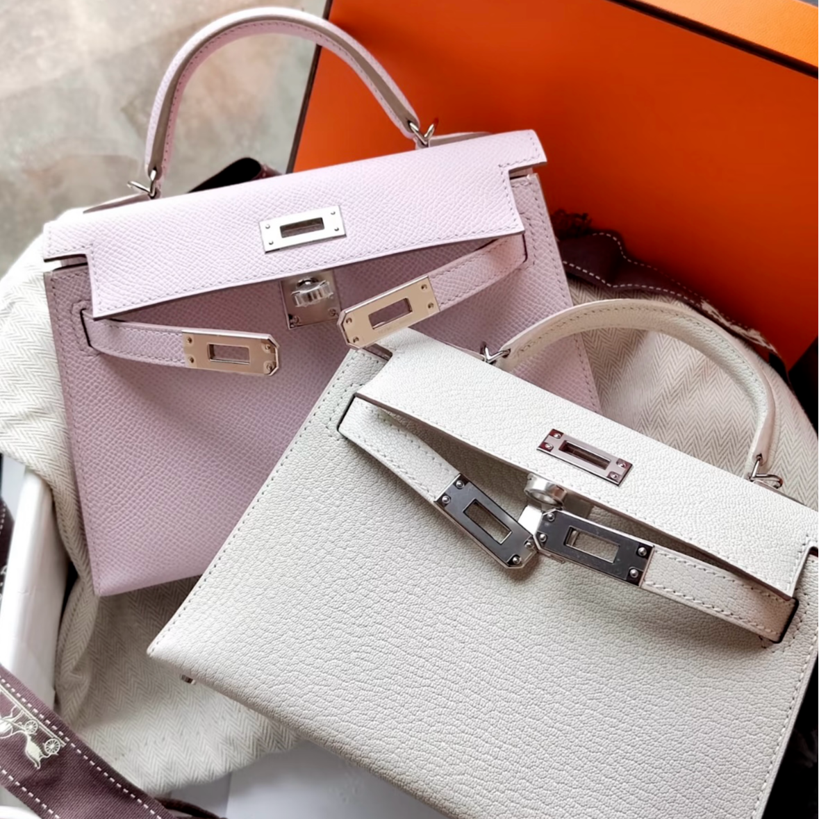 包包2025新款二代mini凯莉包单肩斜挎真皮女包高级感牛皮手提包