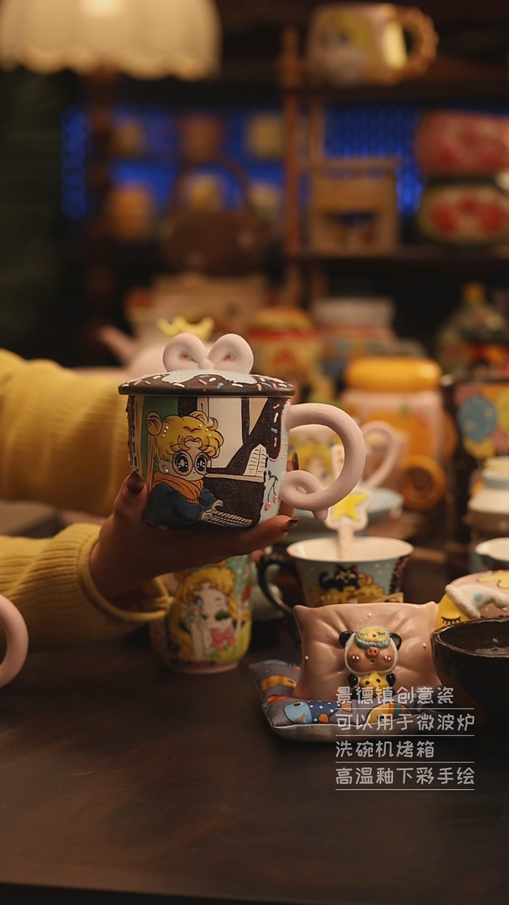 陶瓷景德镇可爱陶瓷釉下彩绘设计师款