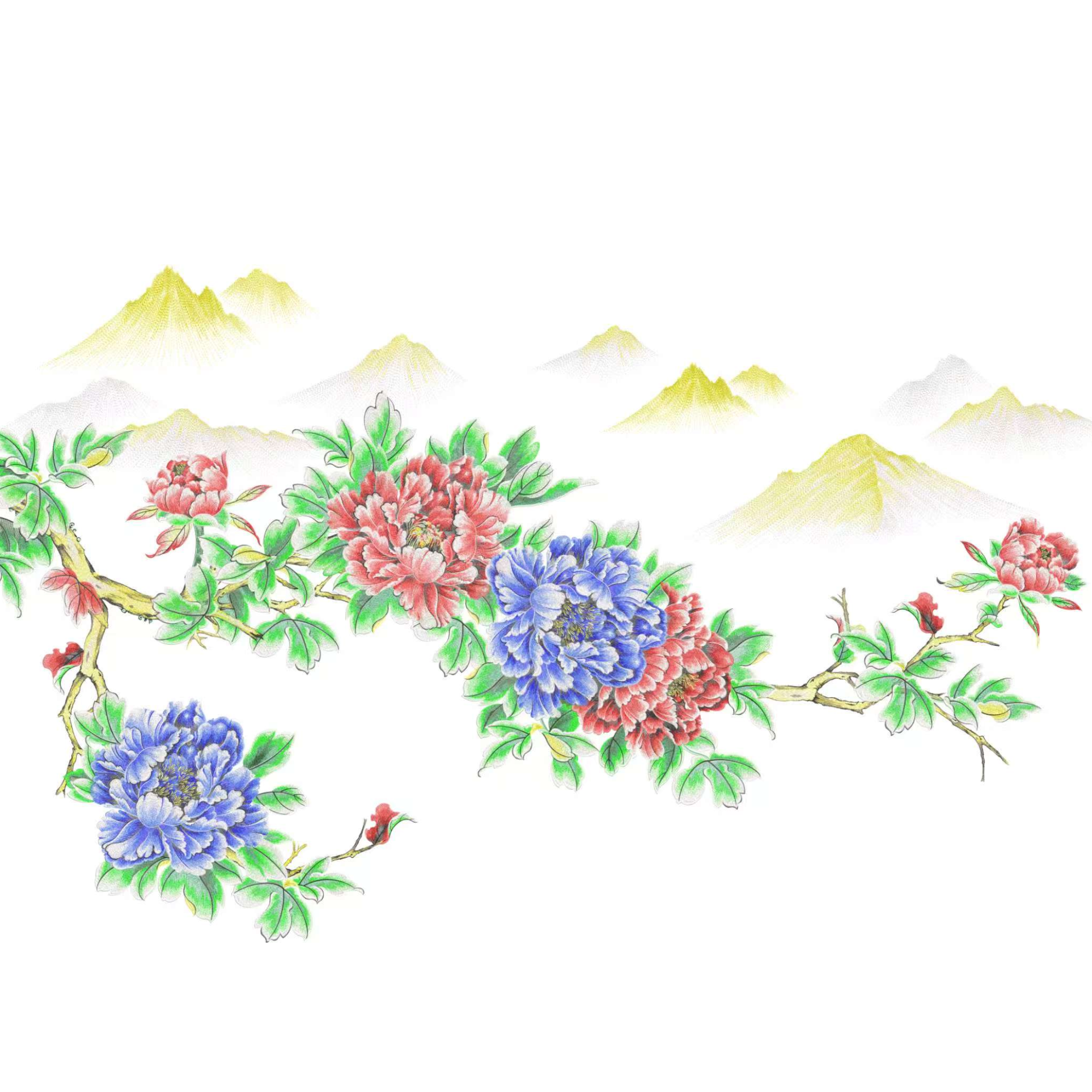 禅意新中式独绣背景壁布家居爱情花语新款