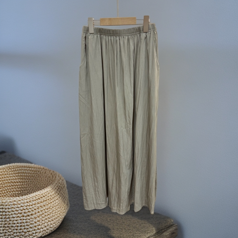 0260【山本半身裙】女夏季褶皱高腰垂感百搭显瘦舒适宽松