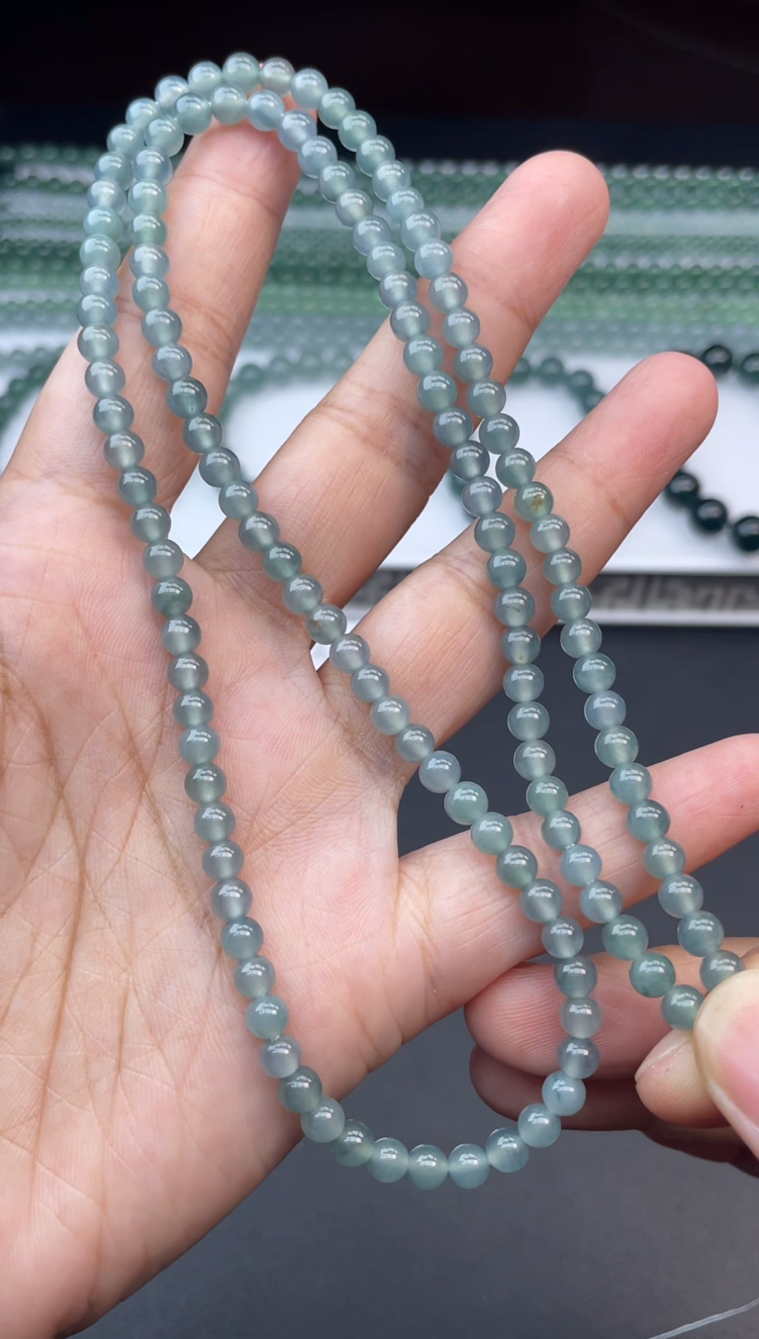 颈饰未镶嵌翡翠项链卡5mm128颗