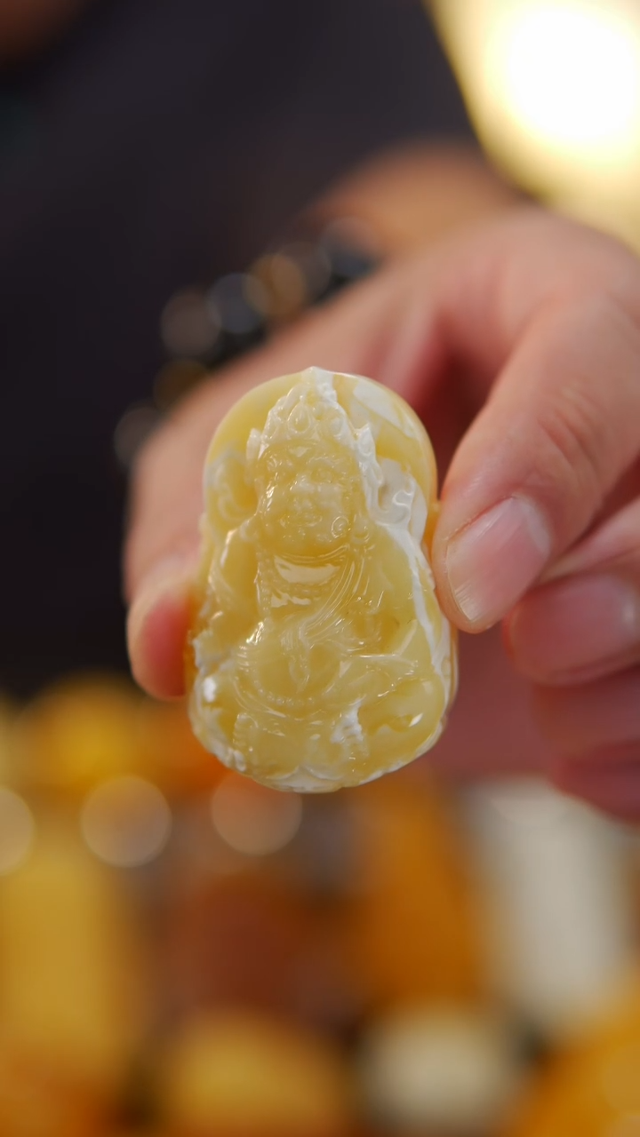 【闪购商品】蜜蜡裸石未镶嵌俄料骨白花黄财14.4