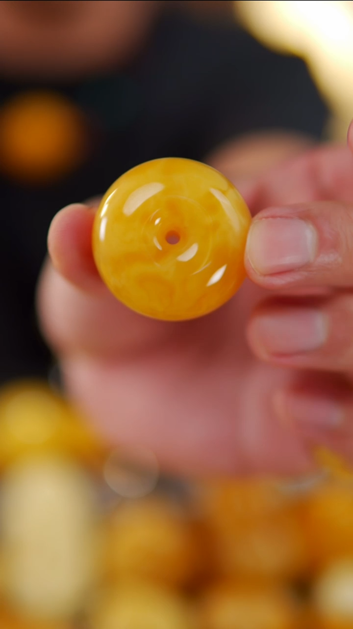 裸石琥珀未镶嵌妖花平安扣20.6