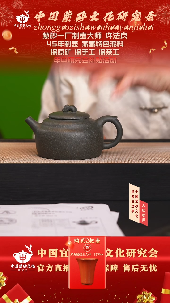 茶壶紫砂40号许法良 青降坡 cc左右