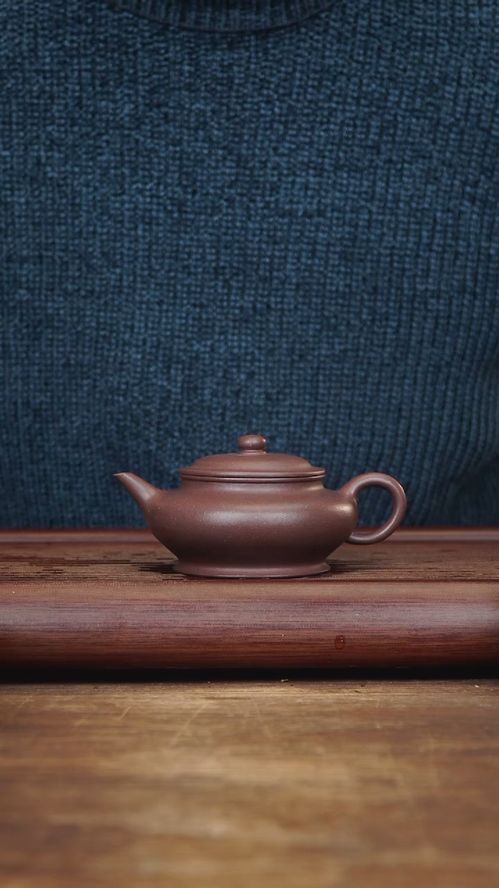 【闪购商品】紫砂茶壶150ml 剑流虚扁 紫泥
