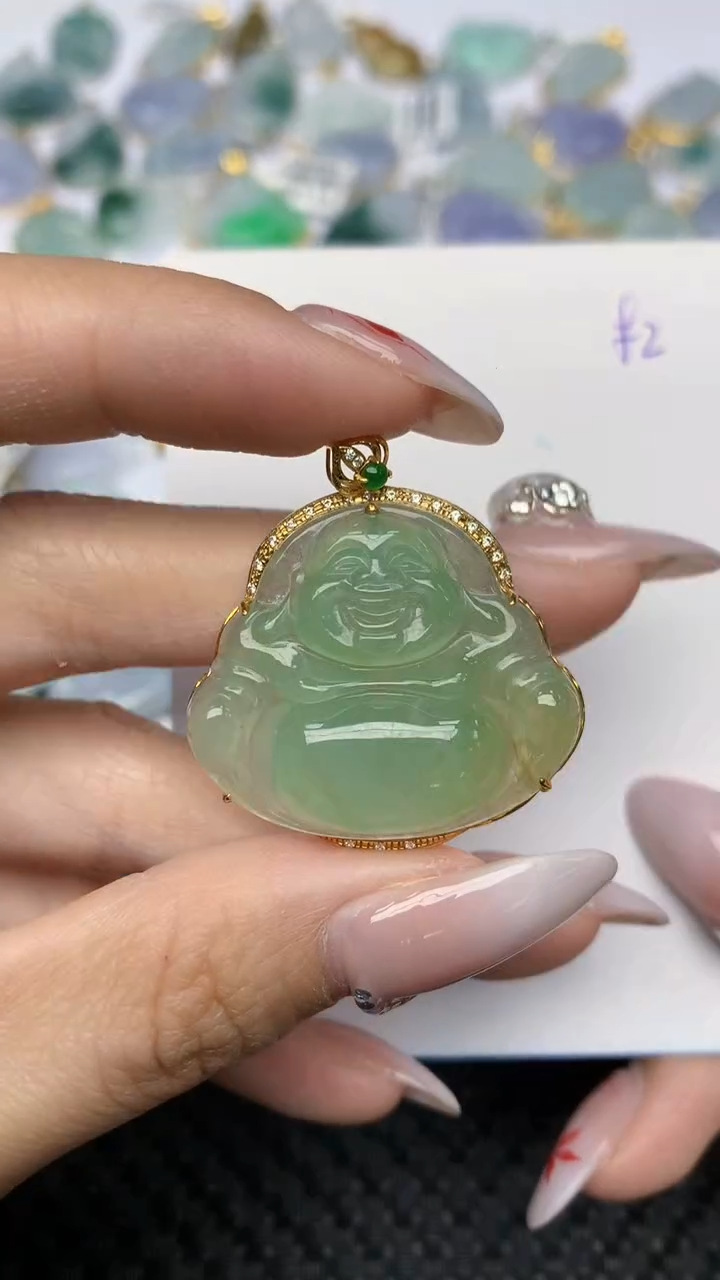 【闪购商品】翡翠颈饰18K金镶嵌 天然翡翠A货，