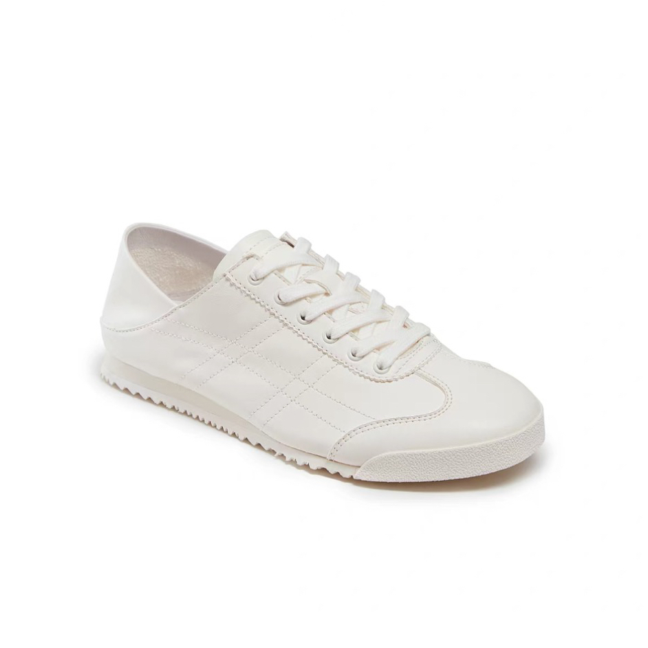 头层牛皮德训鞋透气系带夏季平底白色芭蕾风低帮女子透气（2.5CM)