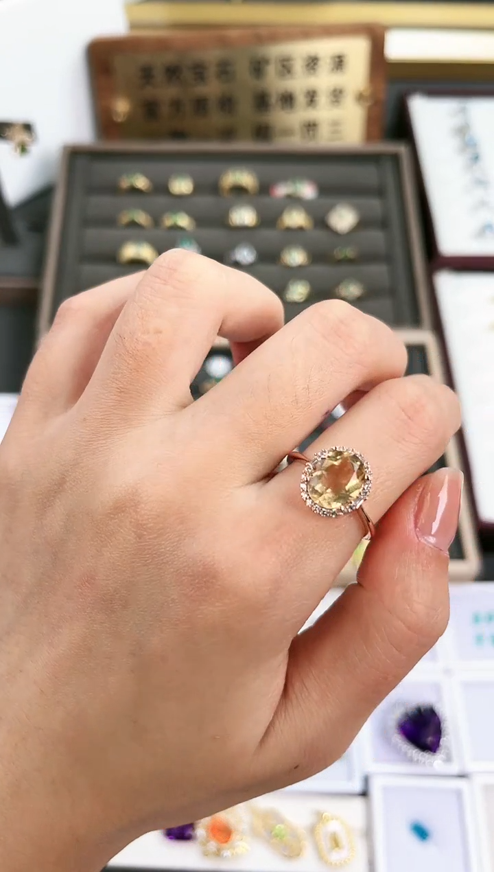 【闪购商品】黄晶戒指银S925镶嵌A004