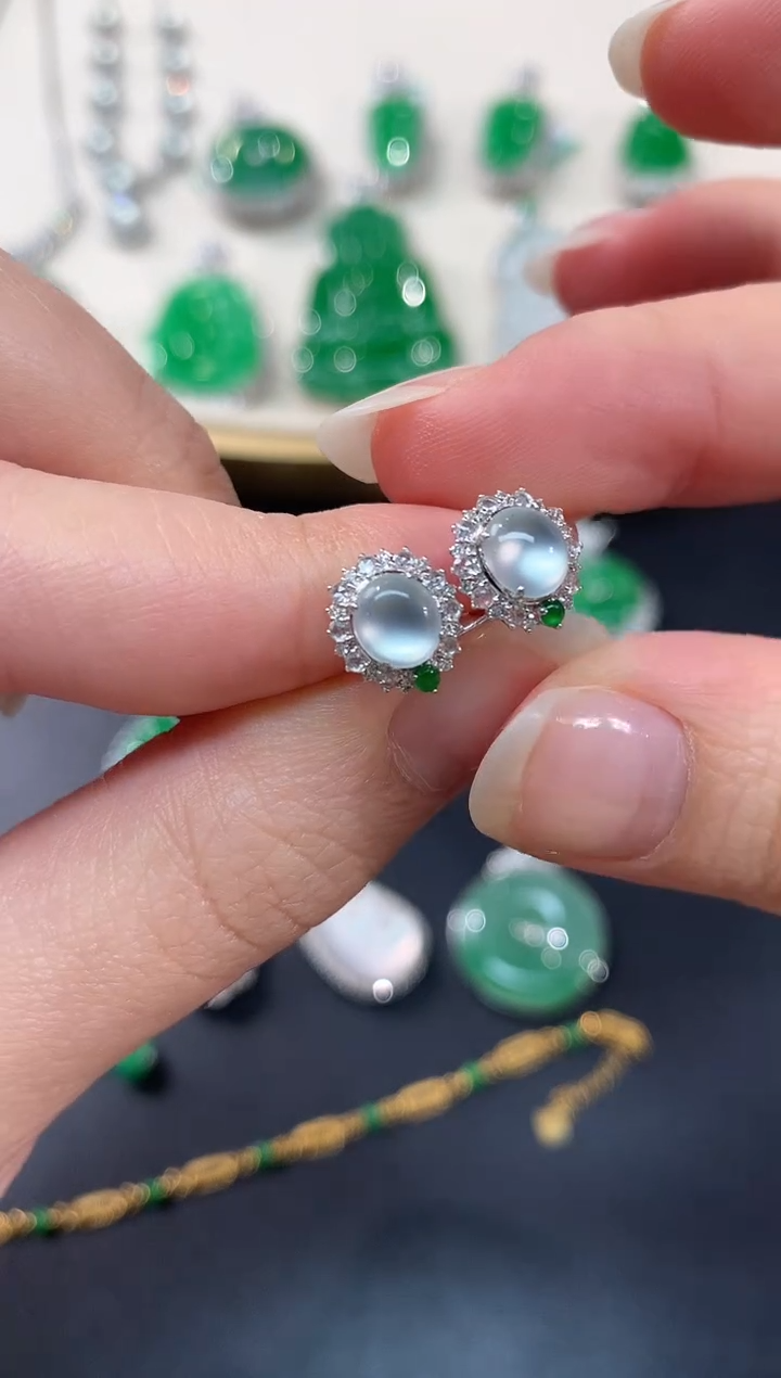 【闪购商品】翡翠耳饰18K金镶嵌耳饰A27|5999