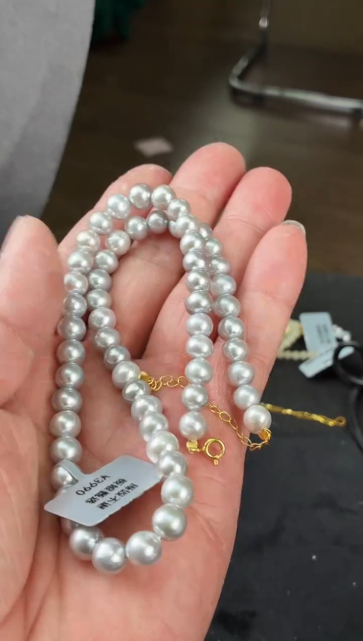 项链银S925镶嵌淡水珍珠M97