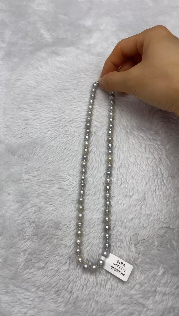 项链银S925镶嵌海水珍珠AK真多麻7-7.5mm