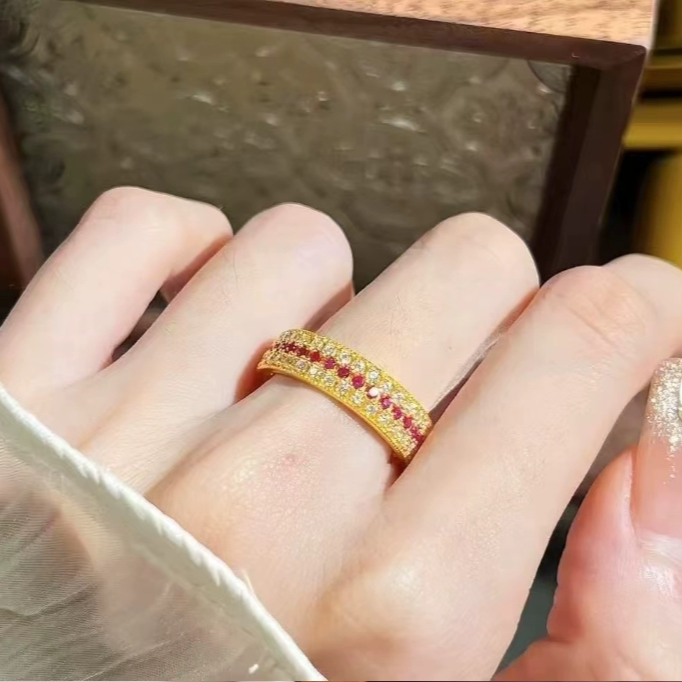 铜合金戒指 《福系列》红舞裙戒指时尚气质轻奢精致精美民族风彩色