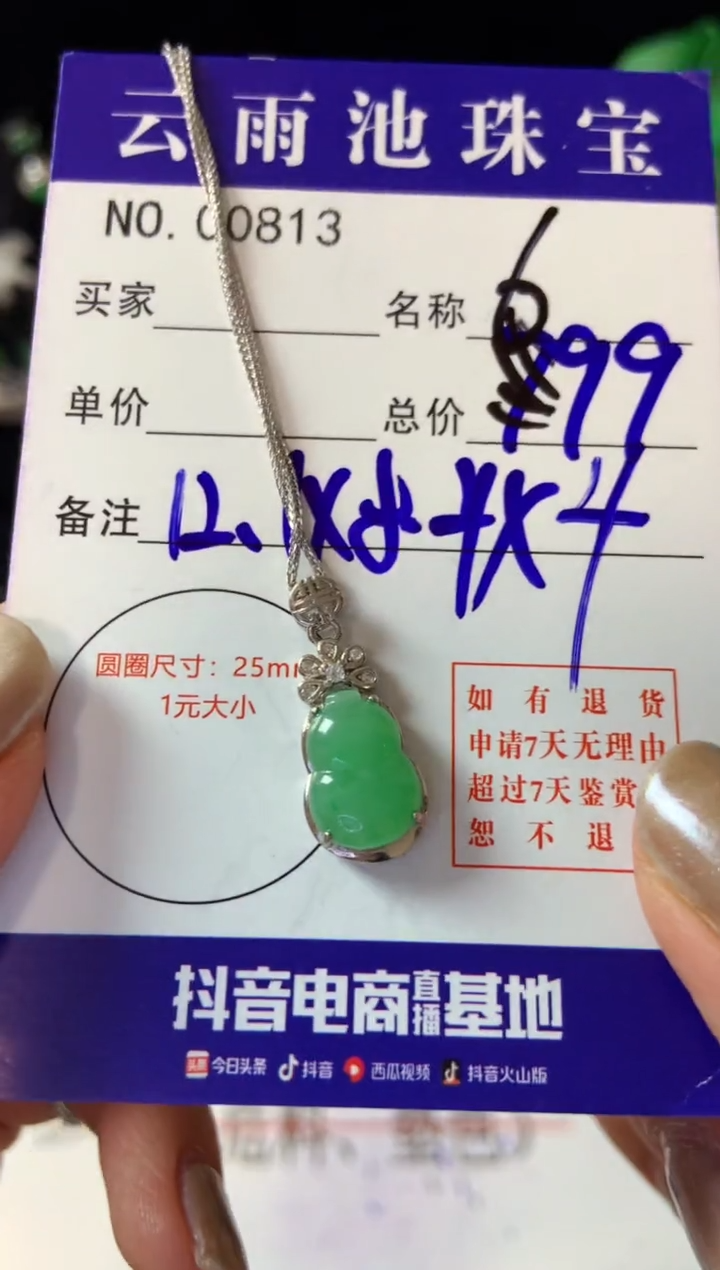 【闪购商品】翡翠颈饰银S925镶嵌翡翠