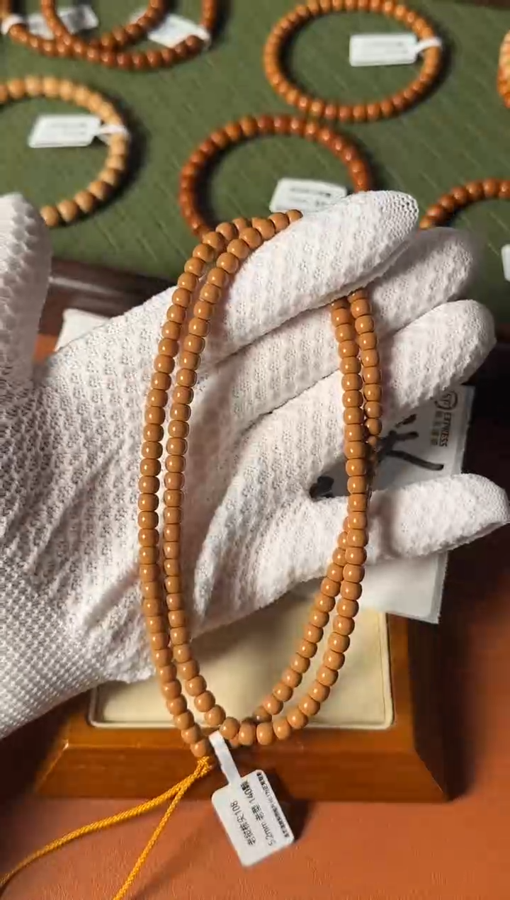 手串橄榄核5.2mm S级老挝核尖老型108 微白 高油高密 精工归圆