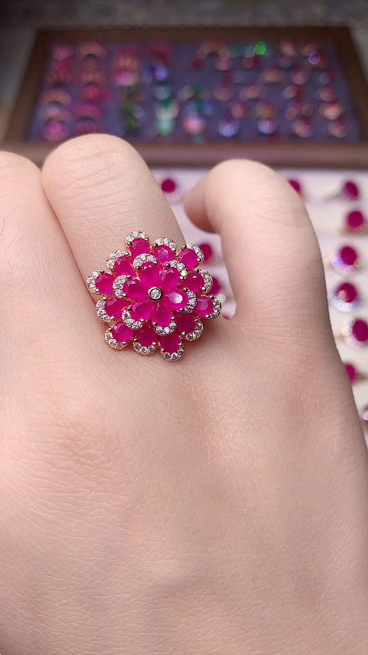 【闪购商品】红宝石戒指银S925镶嵌000