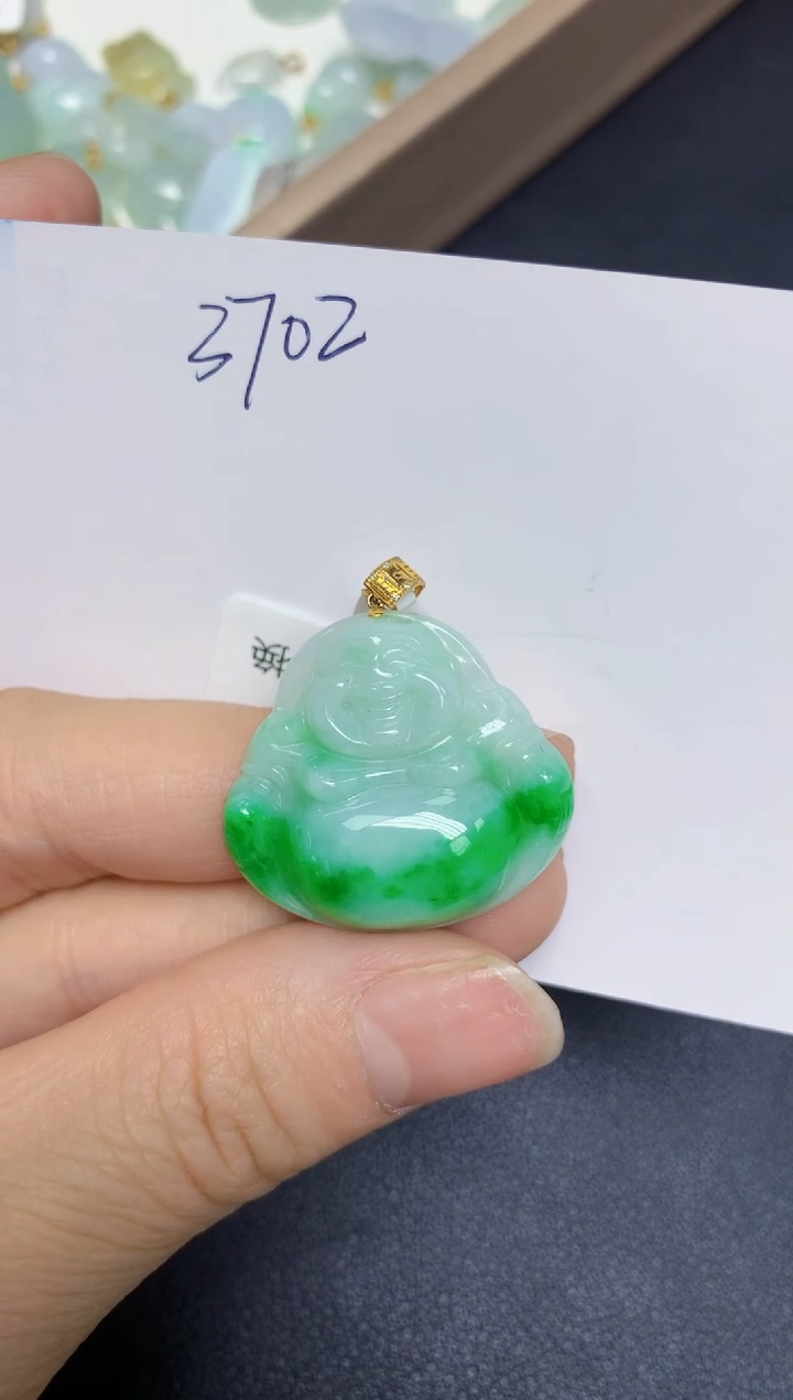 【闪购商品】翡翠挂件18K金镶嵌 天然翡翠A货