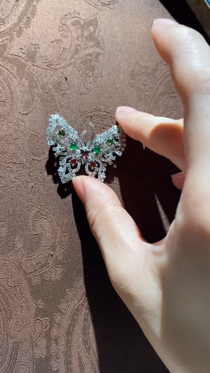 【闪购商品】翡翠吊坠(不含链)银S925镀金镶嵌红翡绿翠 03号