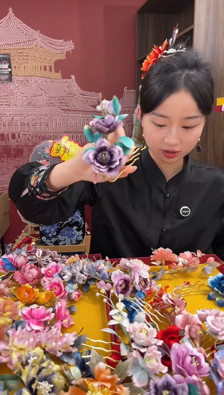 【闪购商品】刺绣非遗绒花（发饰）