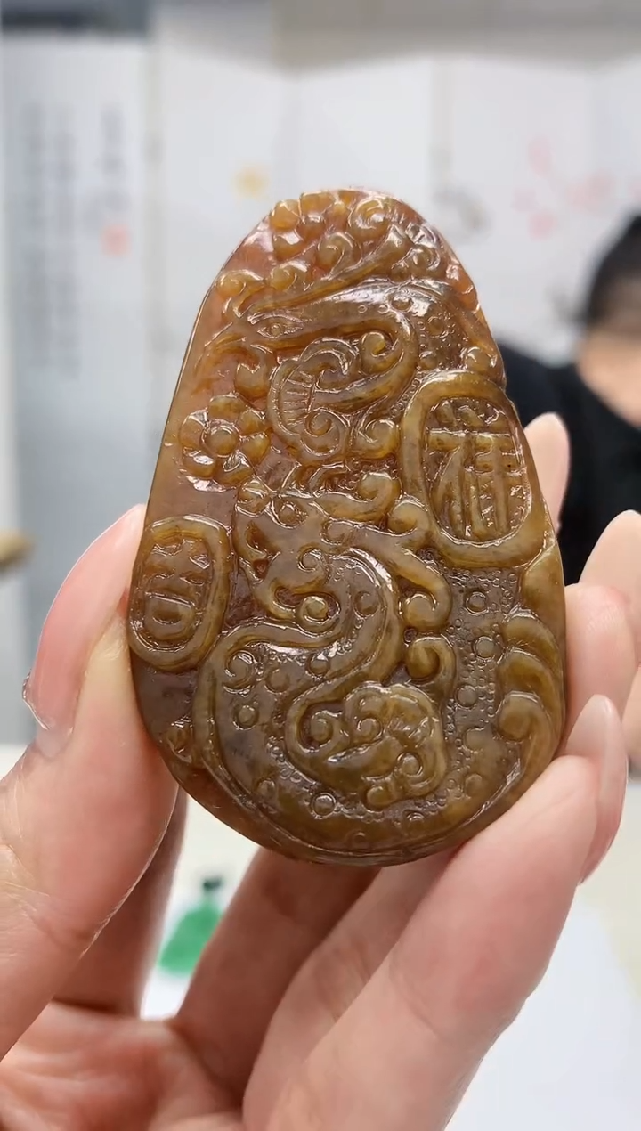 【闪购商品】定制翡翠未镶嵌5152MM-毛货挂件44