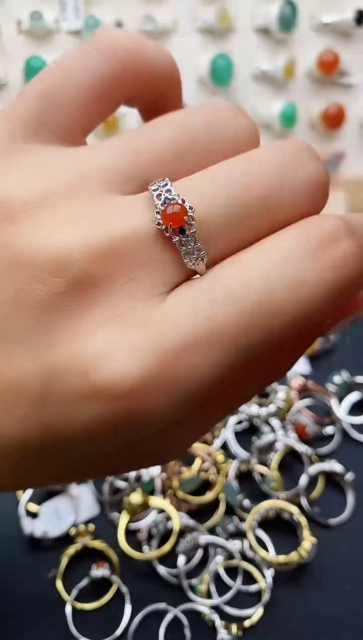 【闪购商品】翡翠戒指银S925镶嵌缅甸翡翠