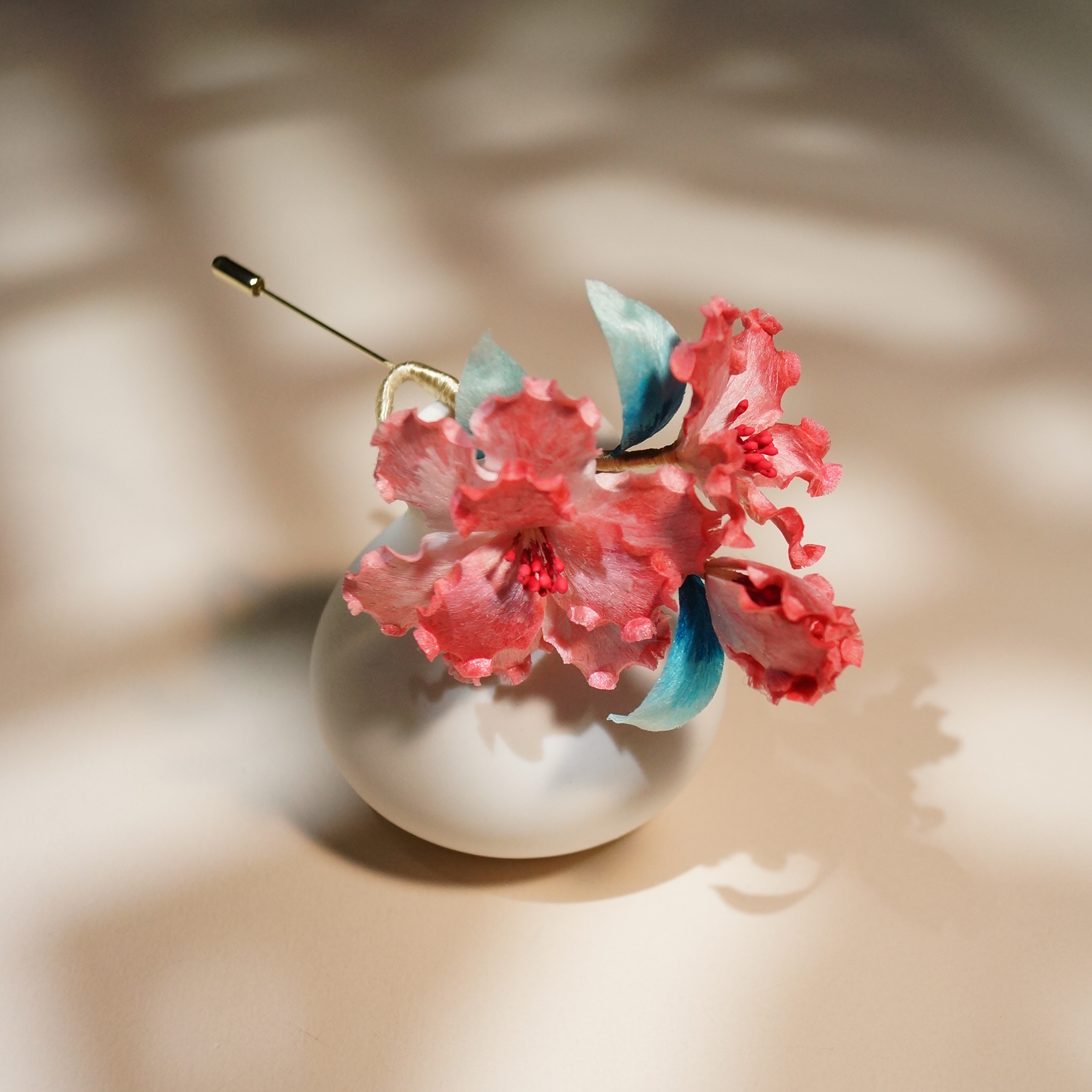 古风绒花发簪 小师妹[梅子物语]原创绒花非遗胸针日常百搭