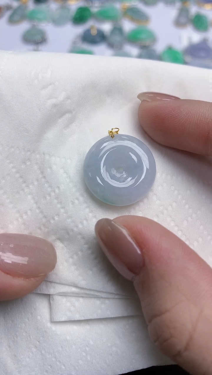 【闪购商品】翡翠颈饰18K金镶嵌天然缅甸翡翠A货