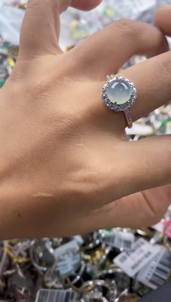 银S925镶嵌戒指翡翠888                 9