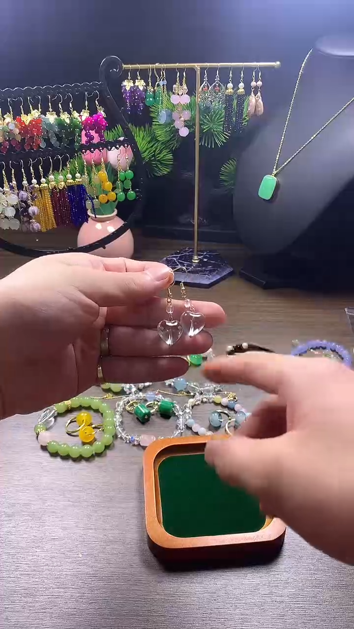 水晶耳饰银S925镶嵌100