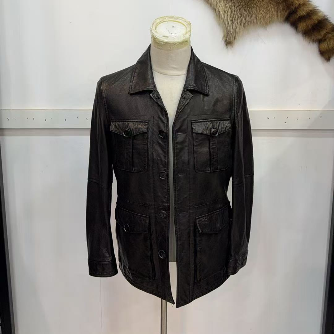 超有型绵羊皮油蜡猎装重工潮帅真皮皮衣秋冬2025男款30-40岁92007