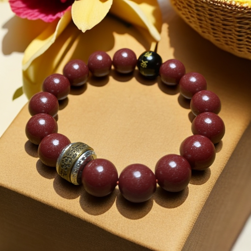 天然辰砂紫金砂平安串