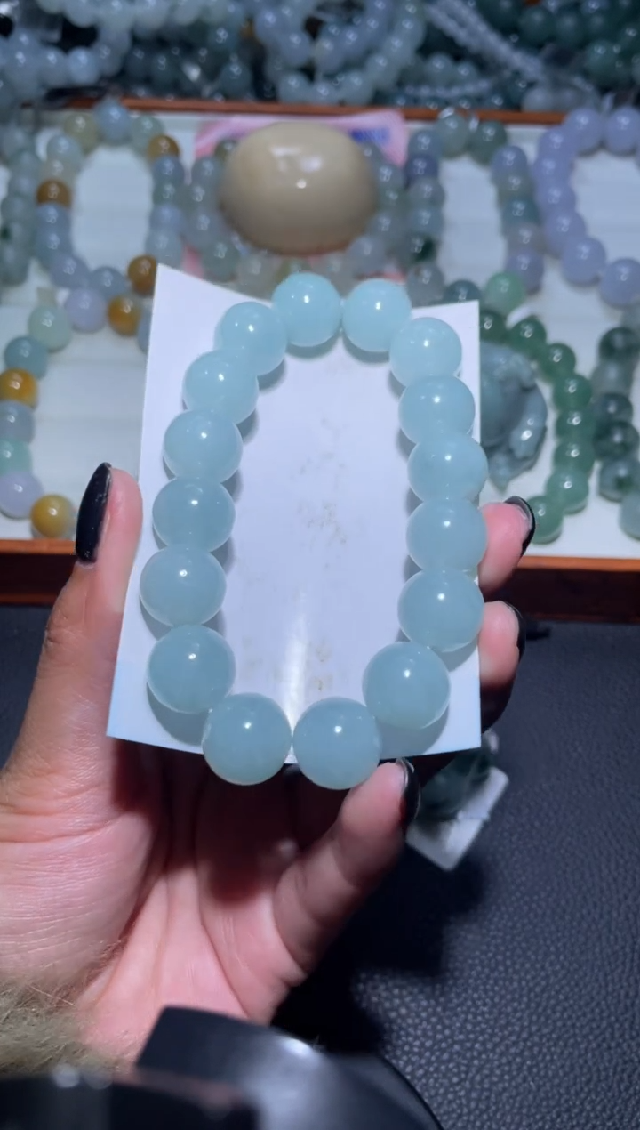 【闪购商品】定制翡翠未镶嵌天然缅甸A货翡翠手串22 13左右尺寸