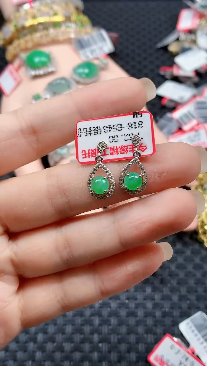 银S925镶嵌戒指翡翠天然A货缅甸翡翠