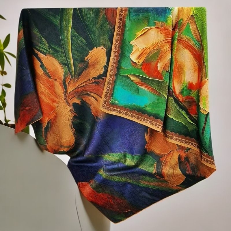 上海故事C16捡漏双面双色140cm氤氲花语方巾香云老料贵气长辈礼物