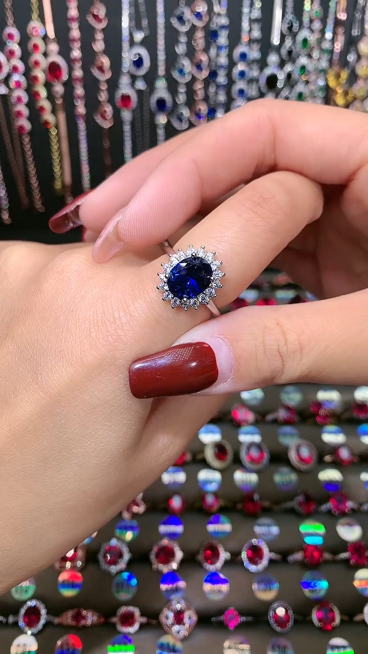 【闪购商品】蓝宝石戒指银S925镶嵌银色8.10