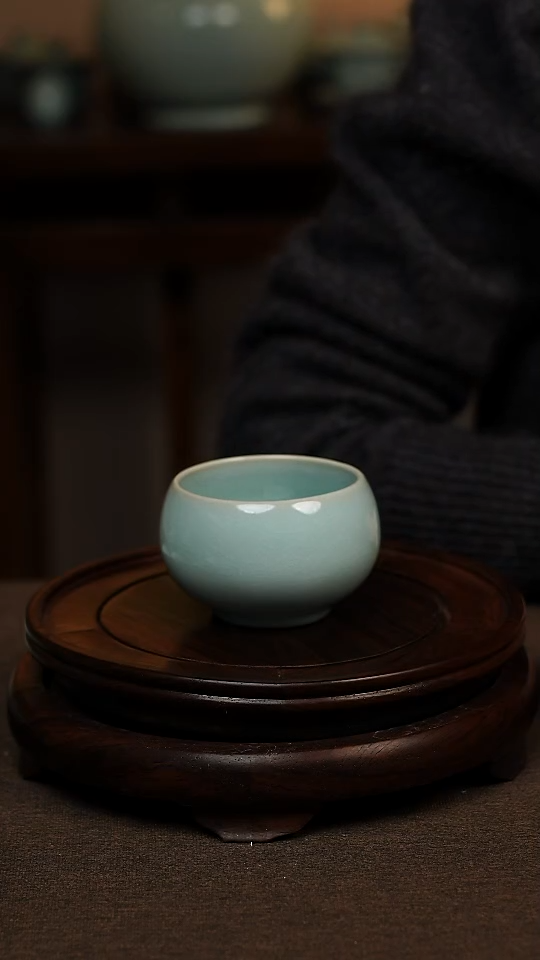 瓷片天青色禅定杯100ml微瑕不带礼盒